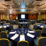 The City Suite at Mercure Norwich Hotel, set up for a meeting, cabaret style tables