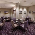 The Brasserie at Mercure Norwich Hotel, purple velvet chairs, purple carpet