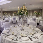 Angled view of the lakeside suite set for a wedding at mercure gloucester bowden hall hotel